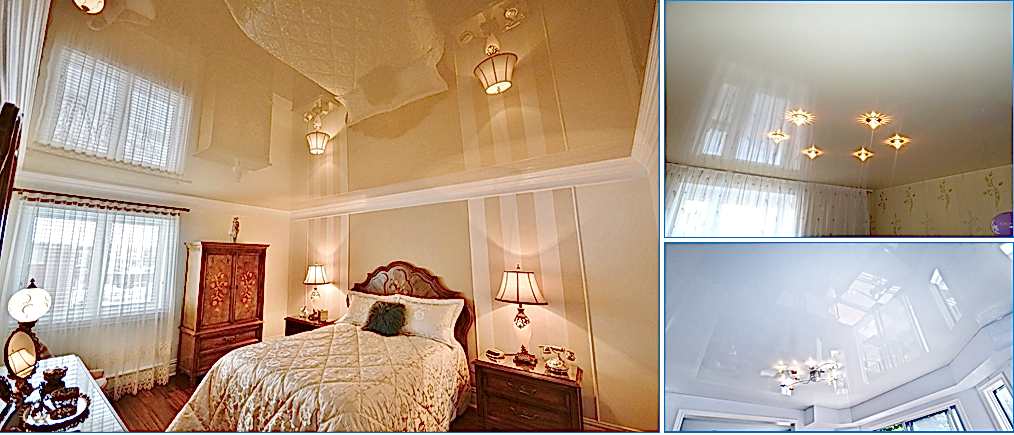 Современные глянцевые натяжные потолки