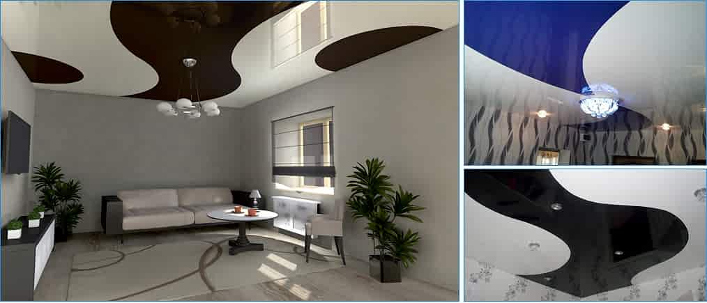 Криволинейная спайка натяжного потолка под ключ